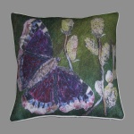Cushion: Camberwell beauty butterfly with sallow flowers